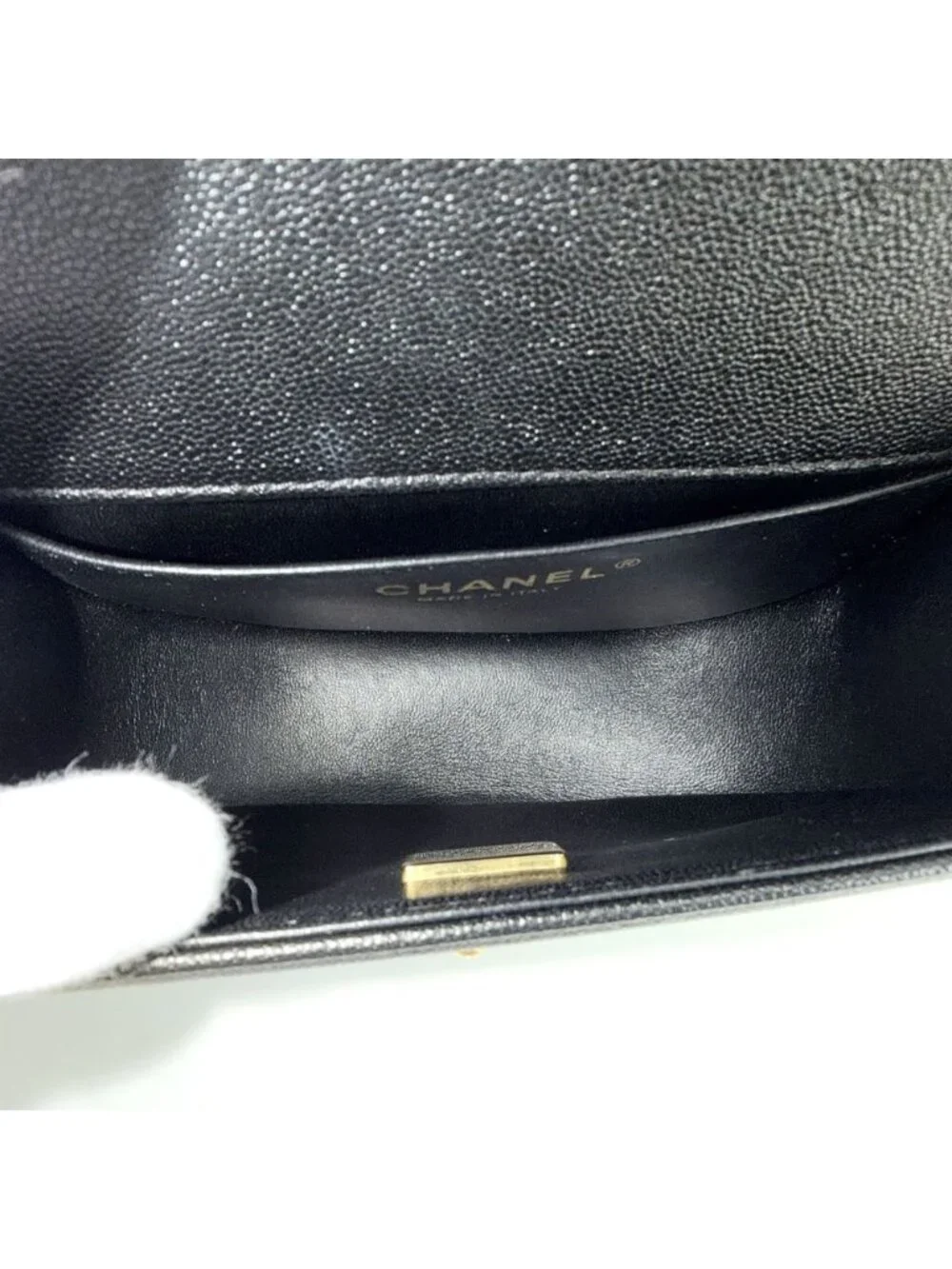 Chanel Shoulder Bag Quilted Half Moon Pochette CC Logo Bag Crossbody Boy Caviar